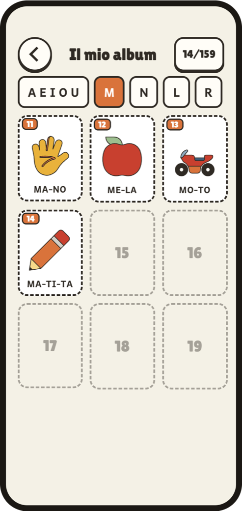 L'album da completare, una pagina per suono